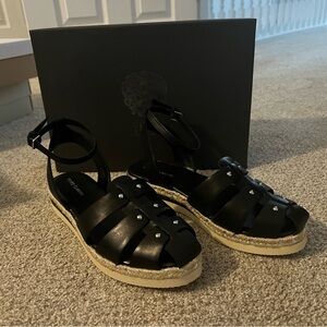 Vince Camuto Black Espadrille Sandals with Studs